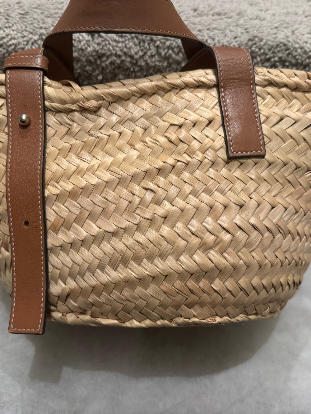LOEWE Raffia Small Basket Bag Pre-Owned - Picture 9 of 17